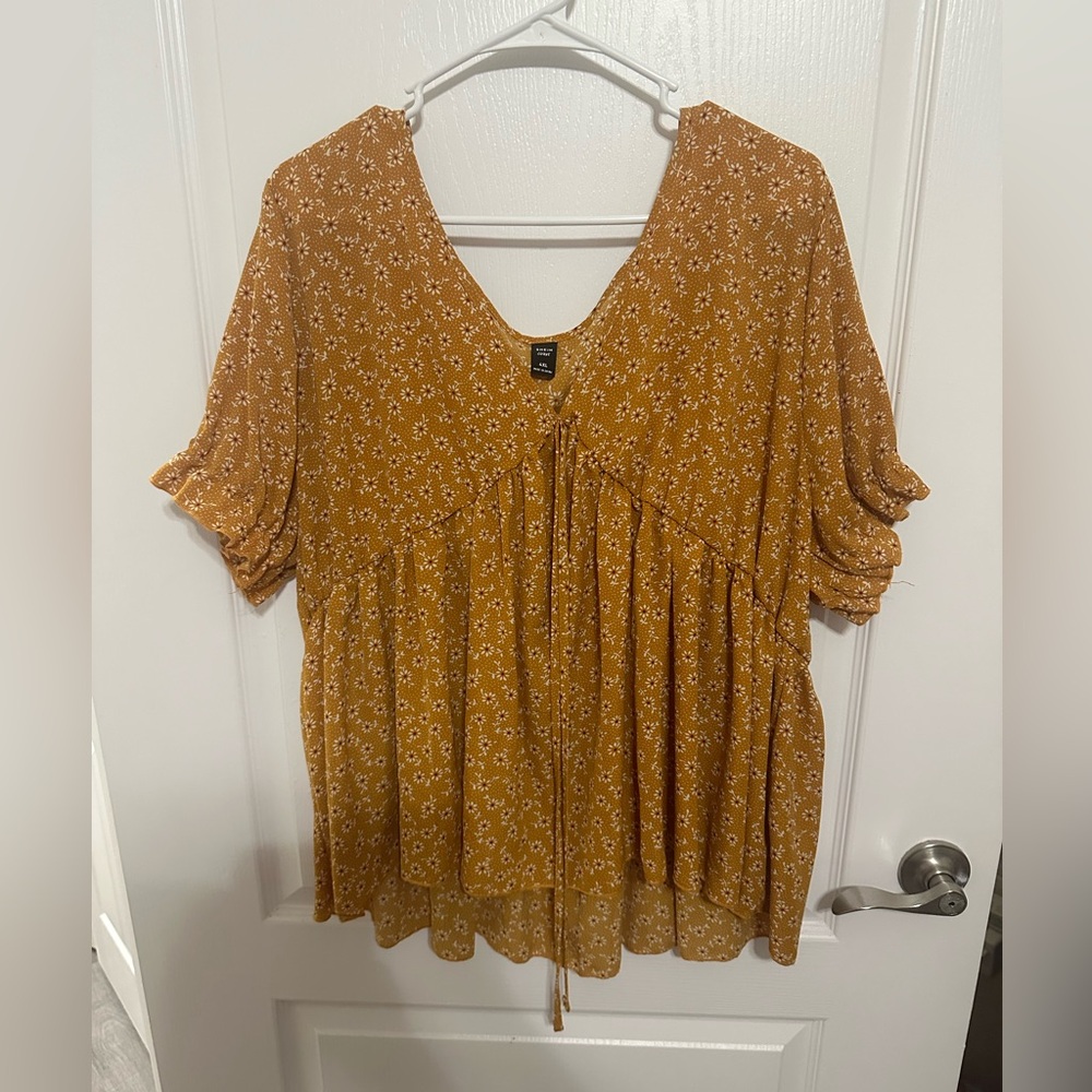 Shein yellow flower peplum top